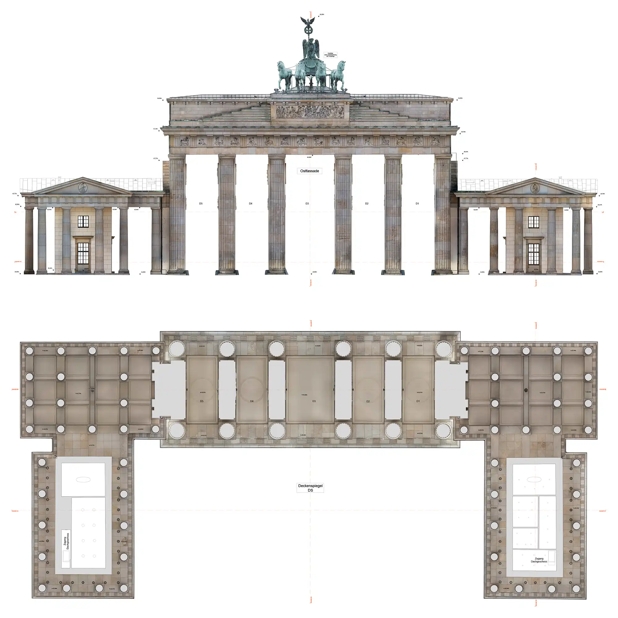 Brandenburger Tor - Berechnung von hochaufgelösten Messbilder und Auszeichnung im CAD