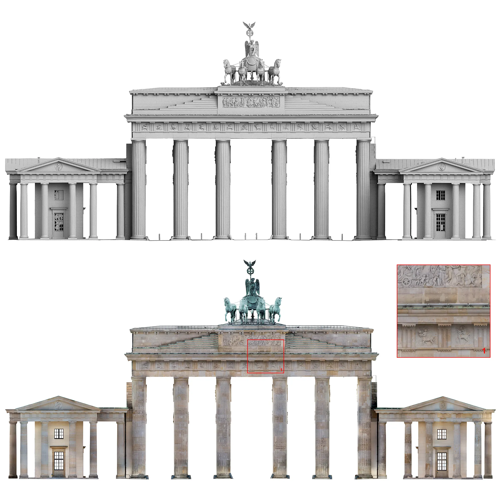 Brandenburger Tor - Messbild der Ostfassade des Brandenburger Tores