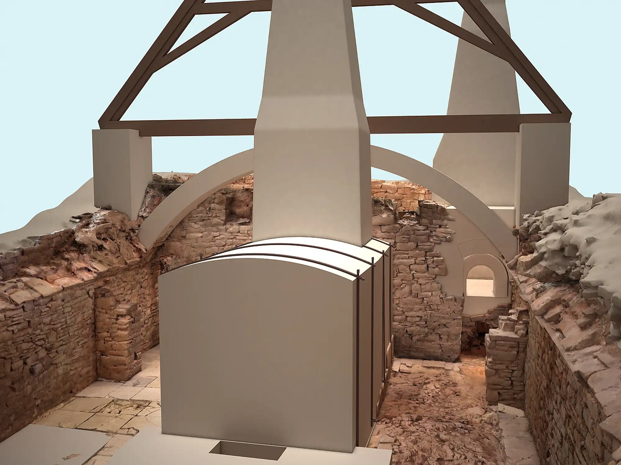 Porzellanbrennöfen im Fürstenberger Schloss - Ansicht des rekonstruiertes 3D-Modell des Brennofens