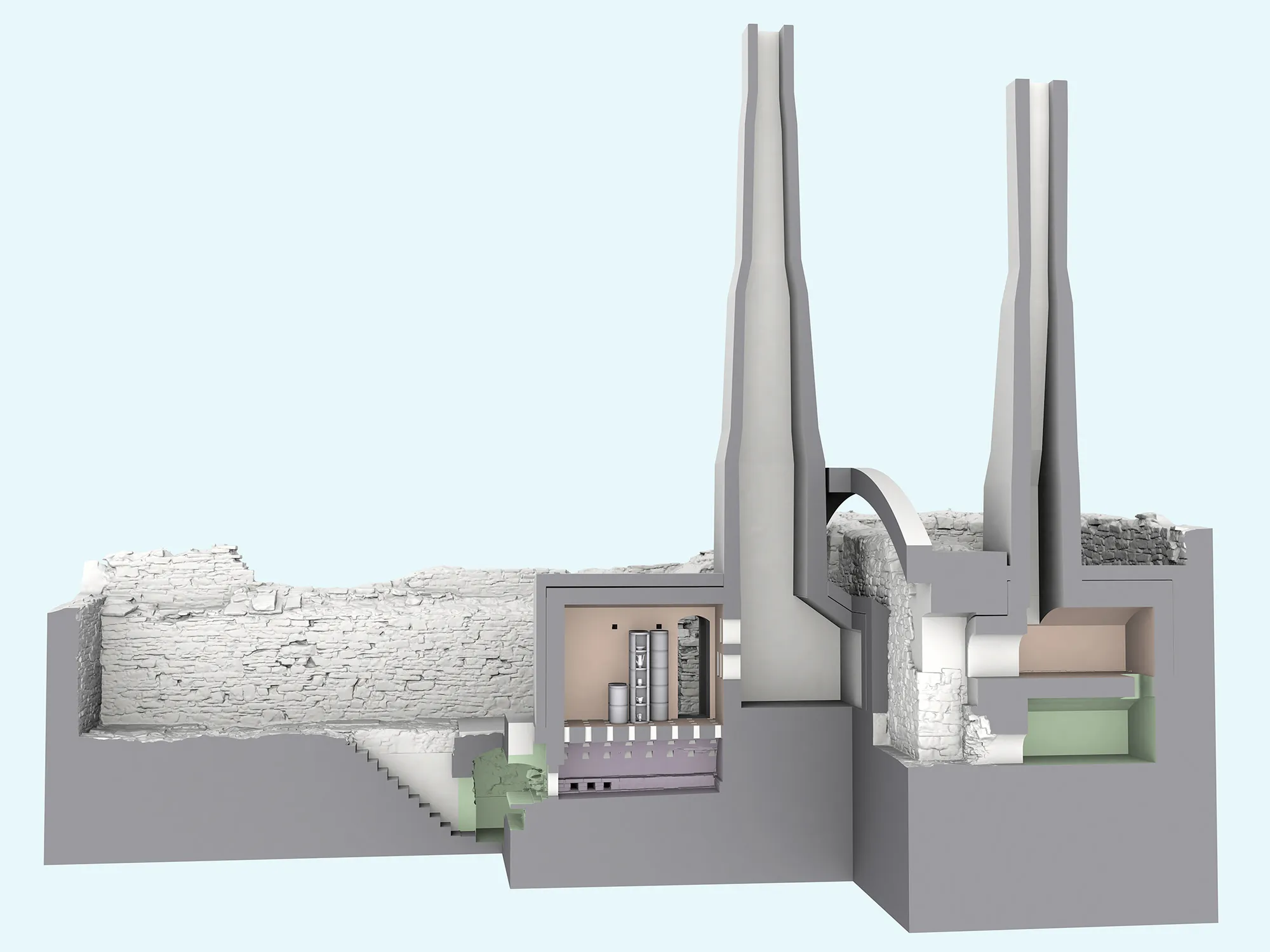 Porzellanbrennöfen im Fürstenberger Schloss - Ansicht des rekonstruiertes 3D-Modell des Brennofens