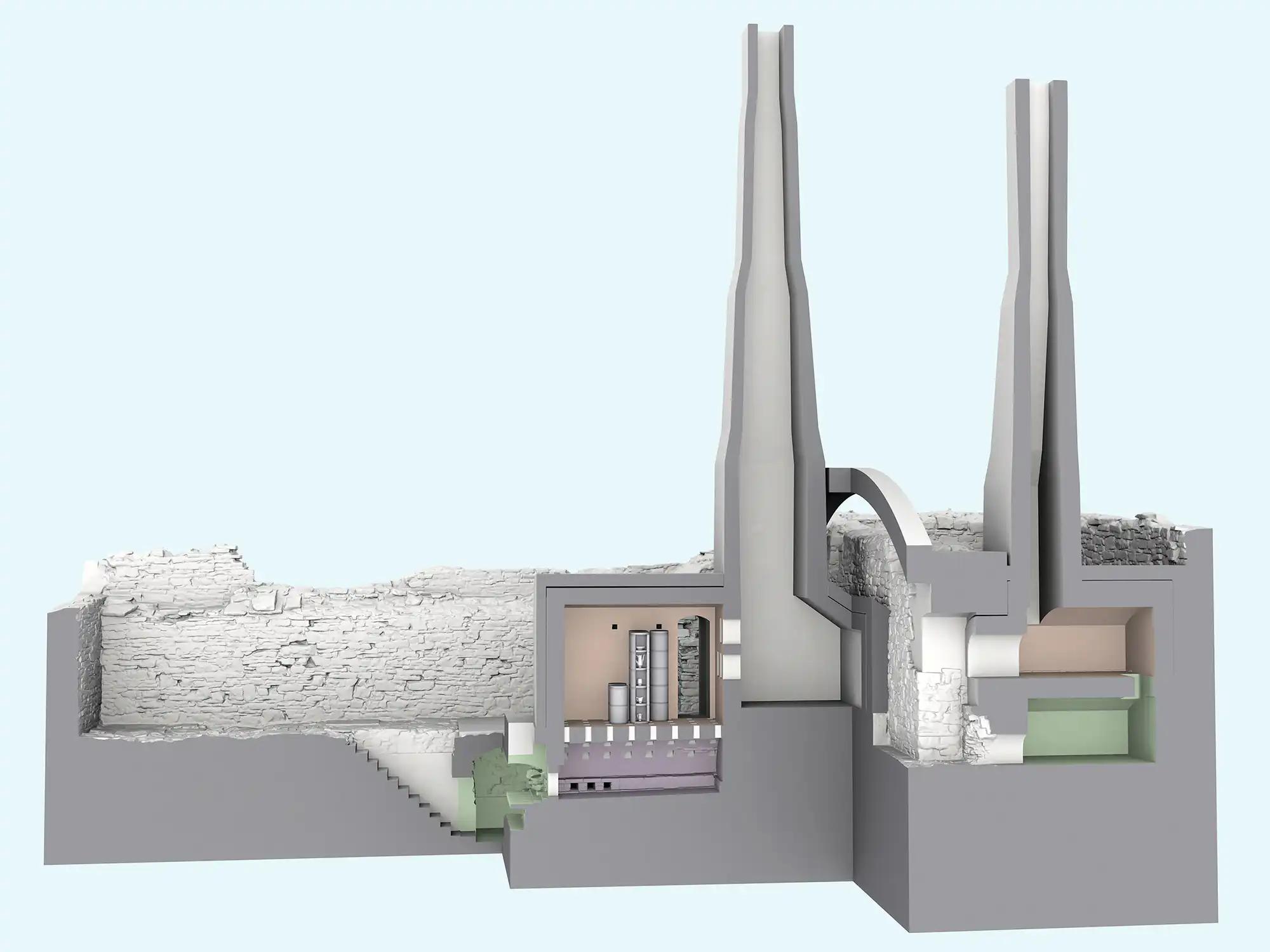 Porzellanbrennöfen im Fürstenberger Schloss - Ansicht des rekonstruiertes 3D-Modell des Brennofens