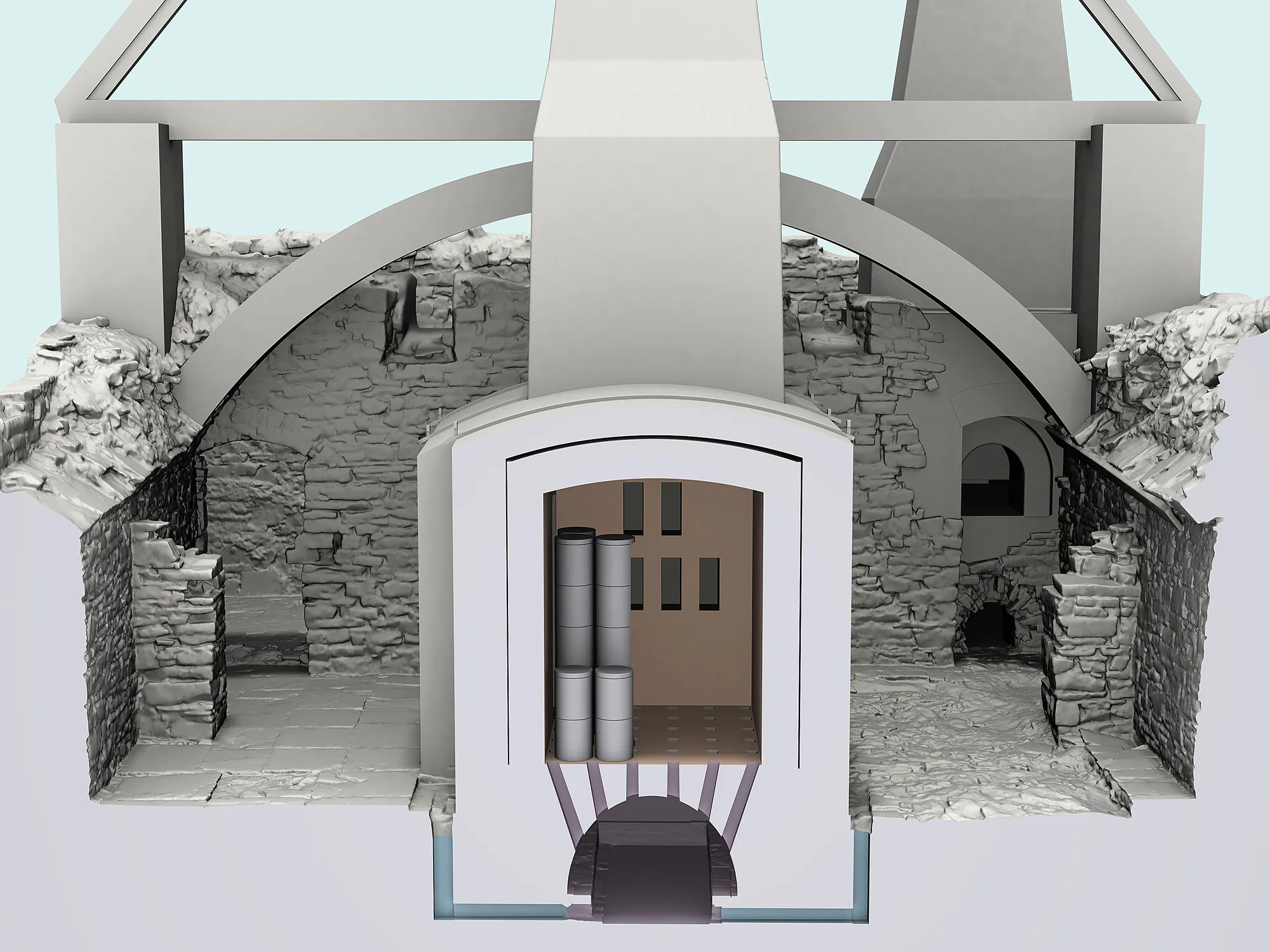 Porzellanbrennöfen im Fürstenberger Schloss - virtuelle 3D-Rekonstruktion der Brennöfen