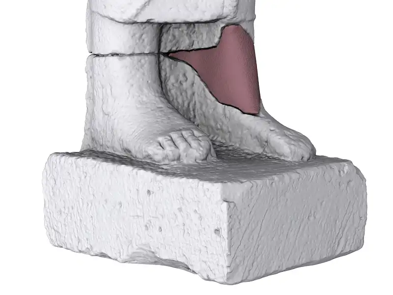 Naga-Funde - virtuelle Ergänzung eines Beinbereiches einer Statue