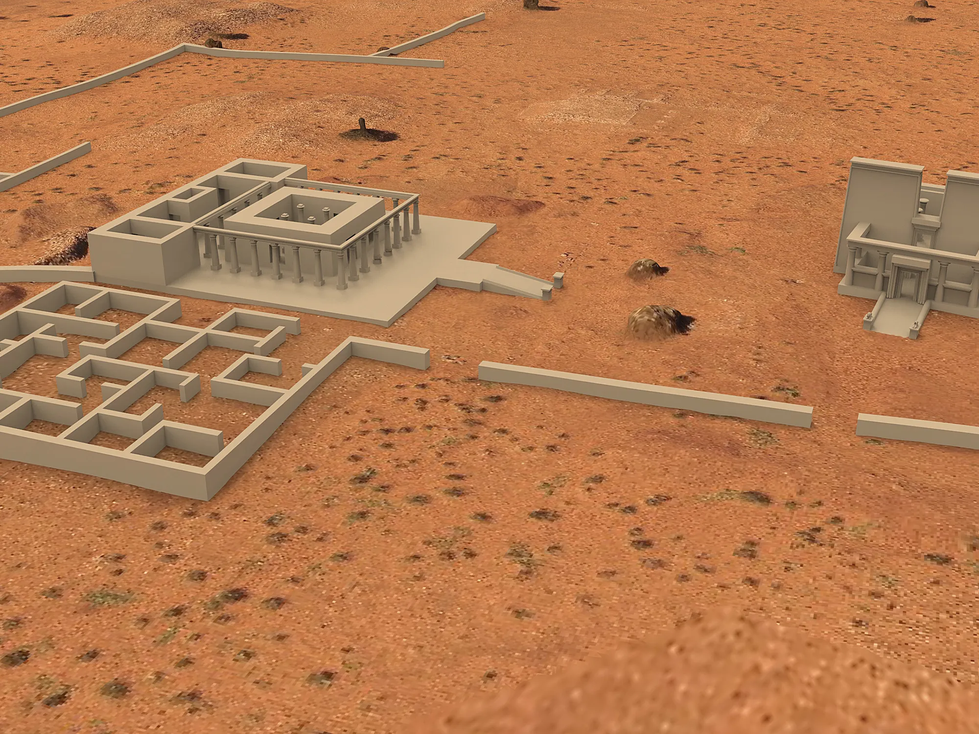 Naga-Geländemodell - Rekonstruktion von Tempel 600 im 3D-Geländemodell