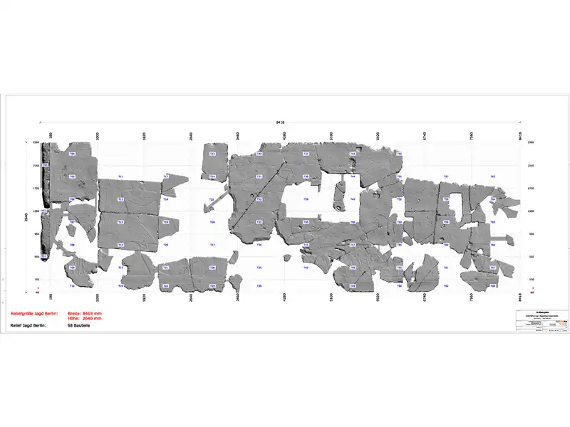 Sahure Ausstellung, Liebieghaus – Frankfurt am Main - Aufbauplan Jagdrelief Neues Museum Berlin