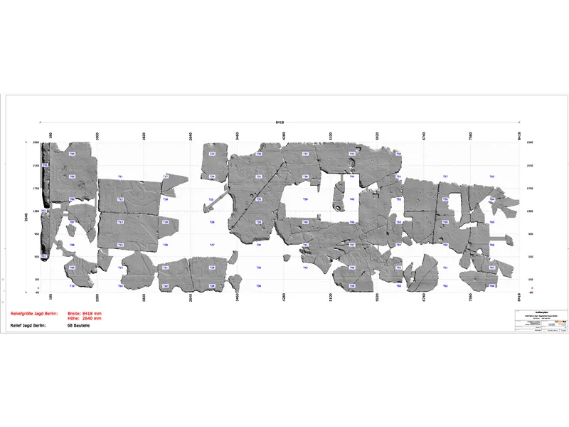 Sahure Ausstellung, Liebieghaus – Frankfurt am Main - Aufbauplan Jagdrelief Neues Museum Berlin