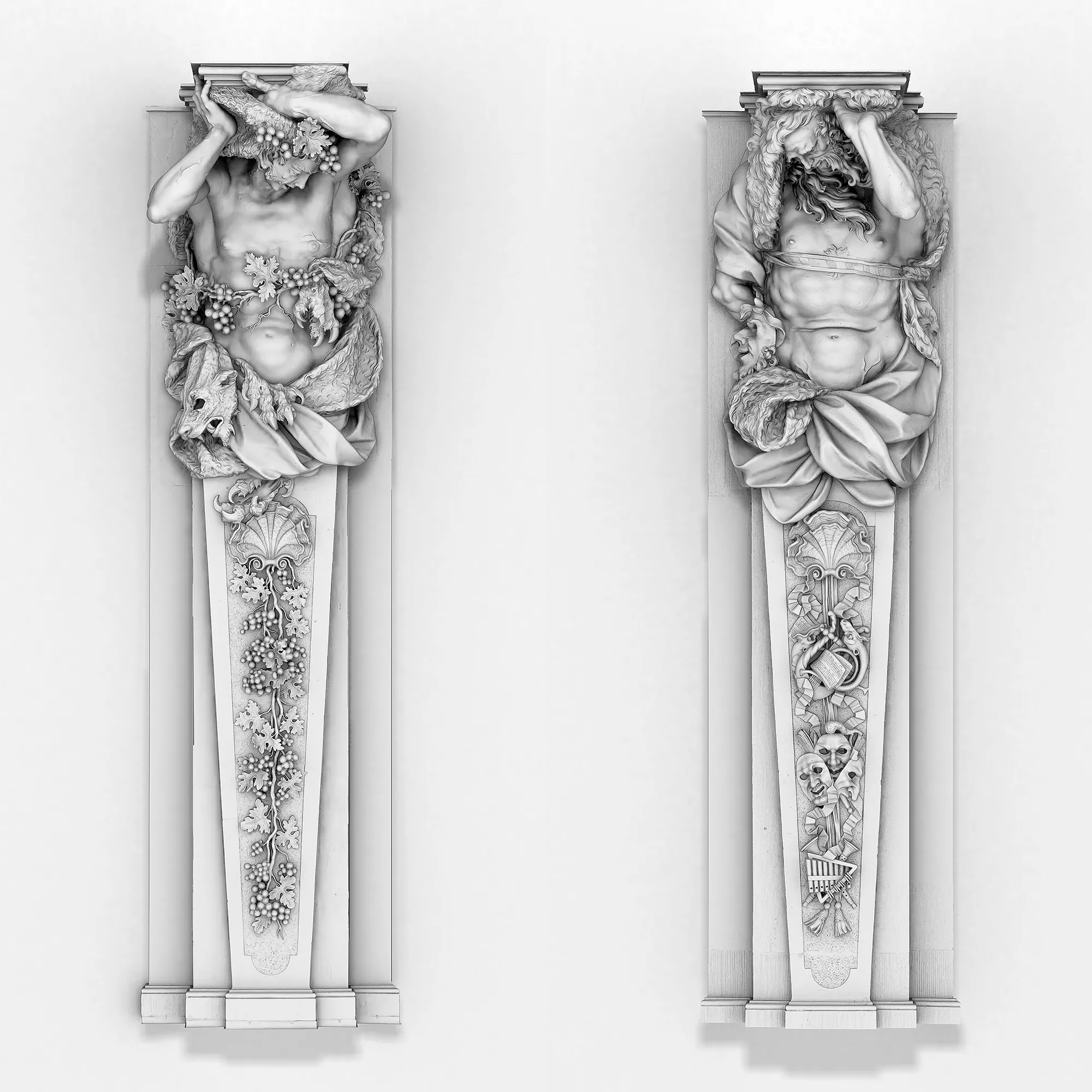Liebknechtportal - 3D-Modelle der Hermen Herbst und Winter