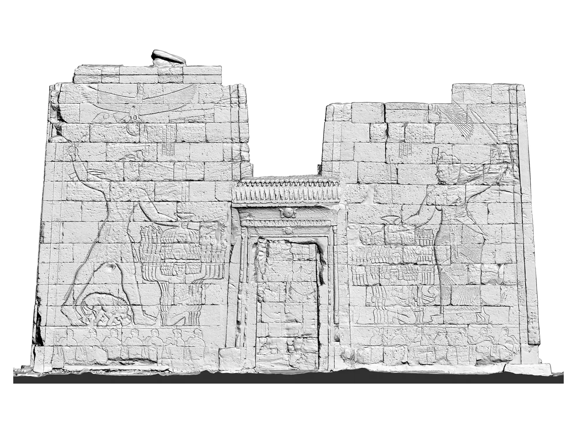 Naga Löwentempel - maßstabstreues Grauwert-Messbild vom Pylon
