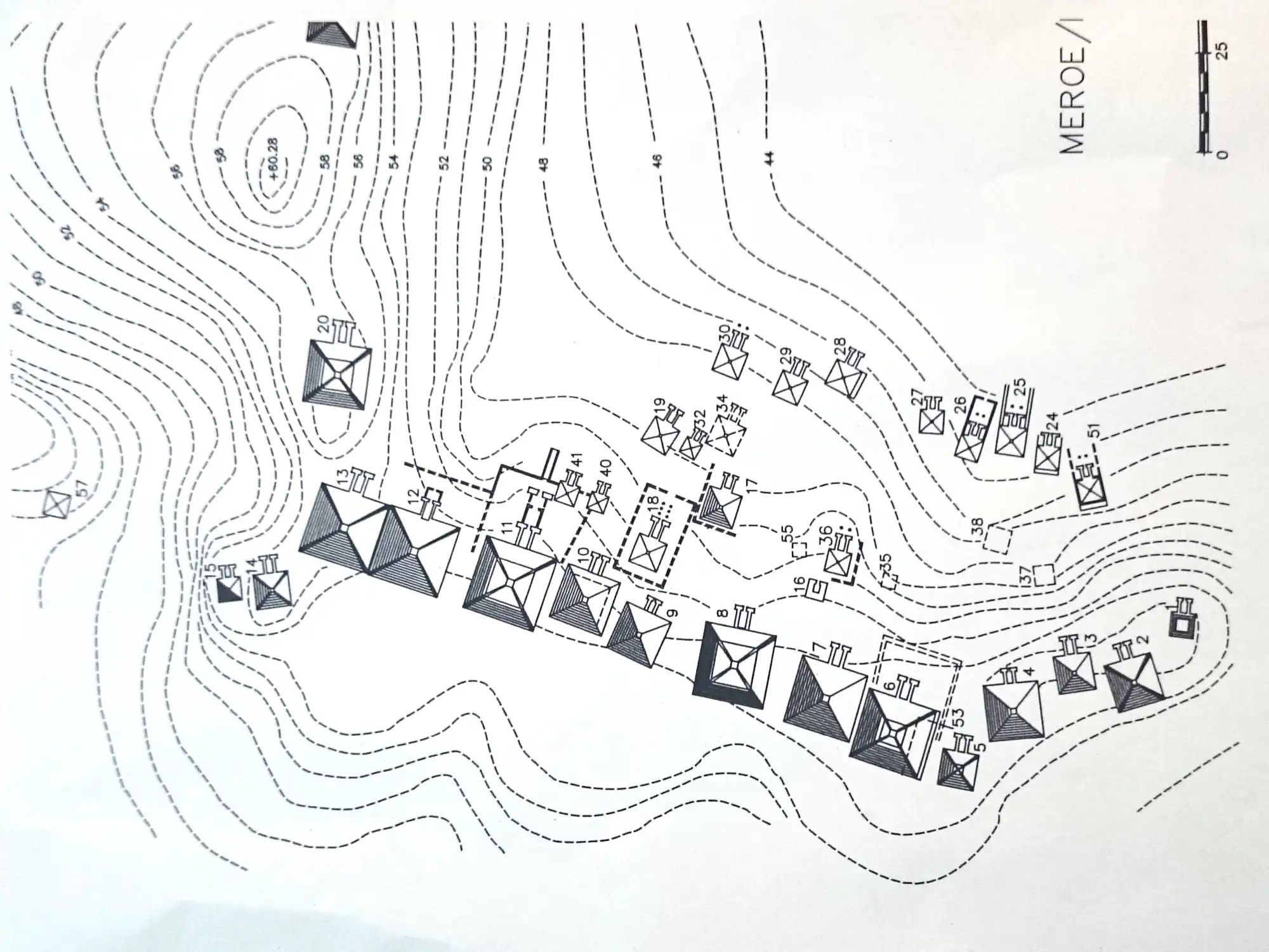 Meroe (Sudan) - Übersichtsplan vom nördlichen Pyramidenfeld