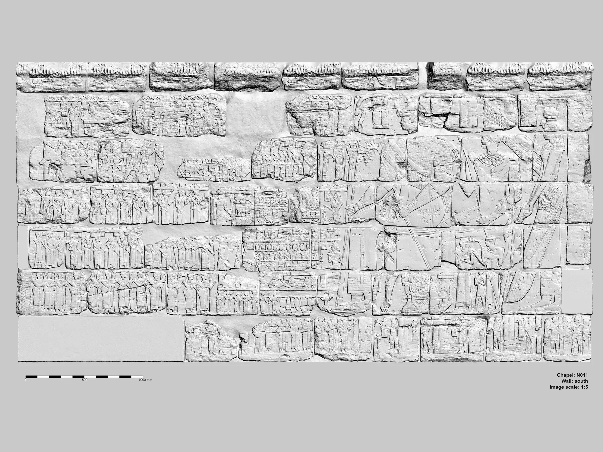 Meroe (Sudan) - Grauwert-Messbild der Südwand von Kapelle N011