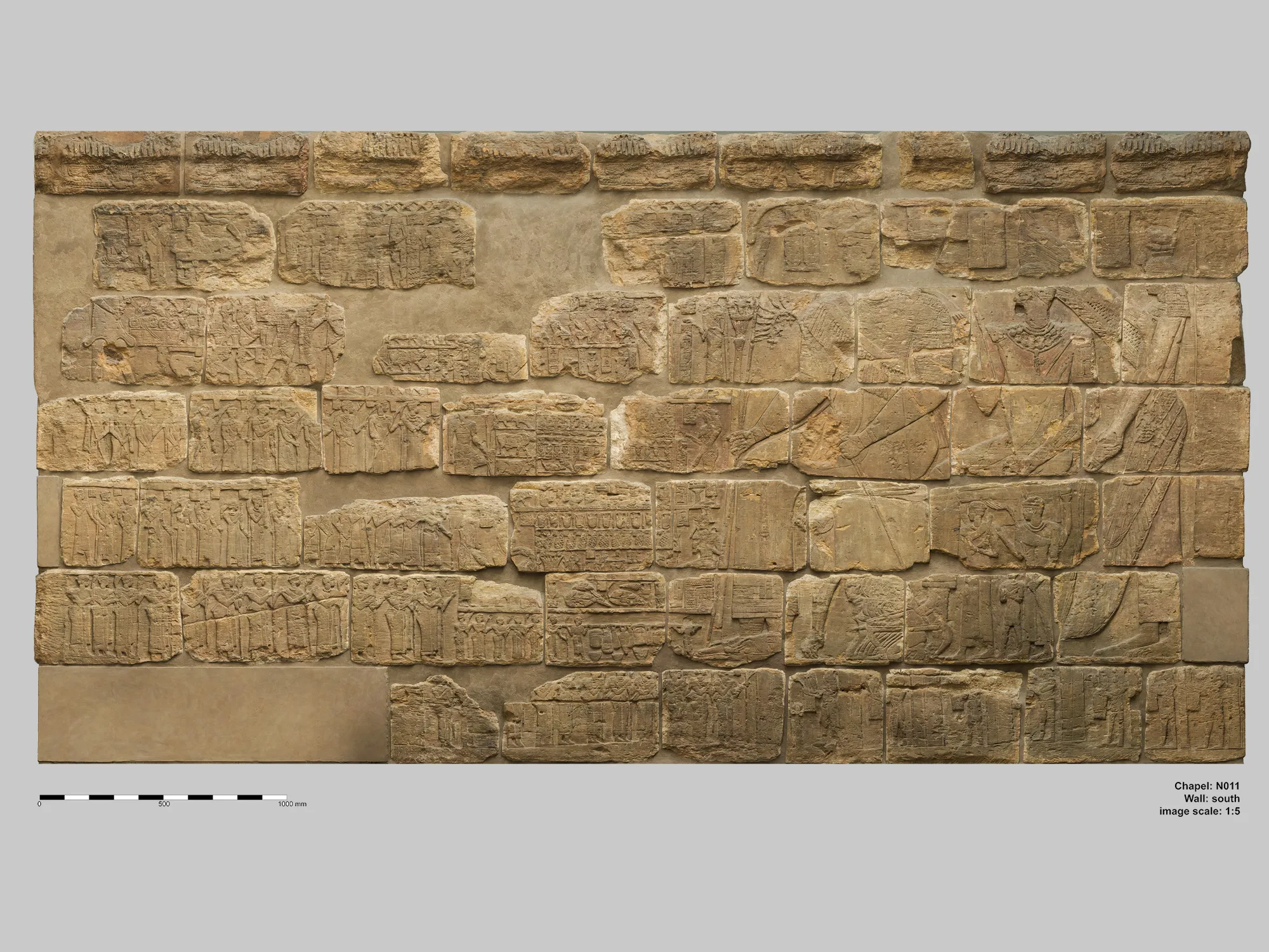 Meroe (Sudan) - fotorealistisches Messbild der Südwand von Kapelle N011