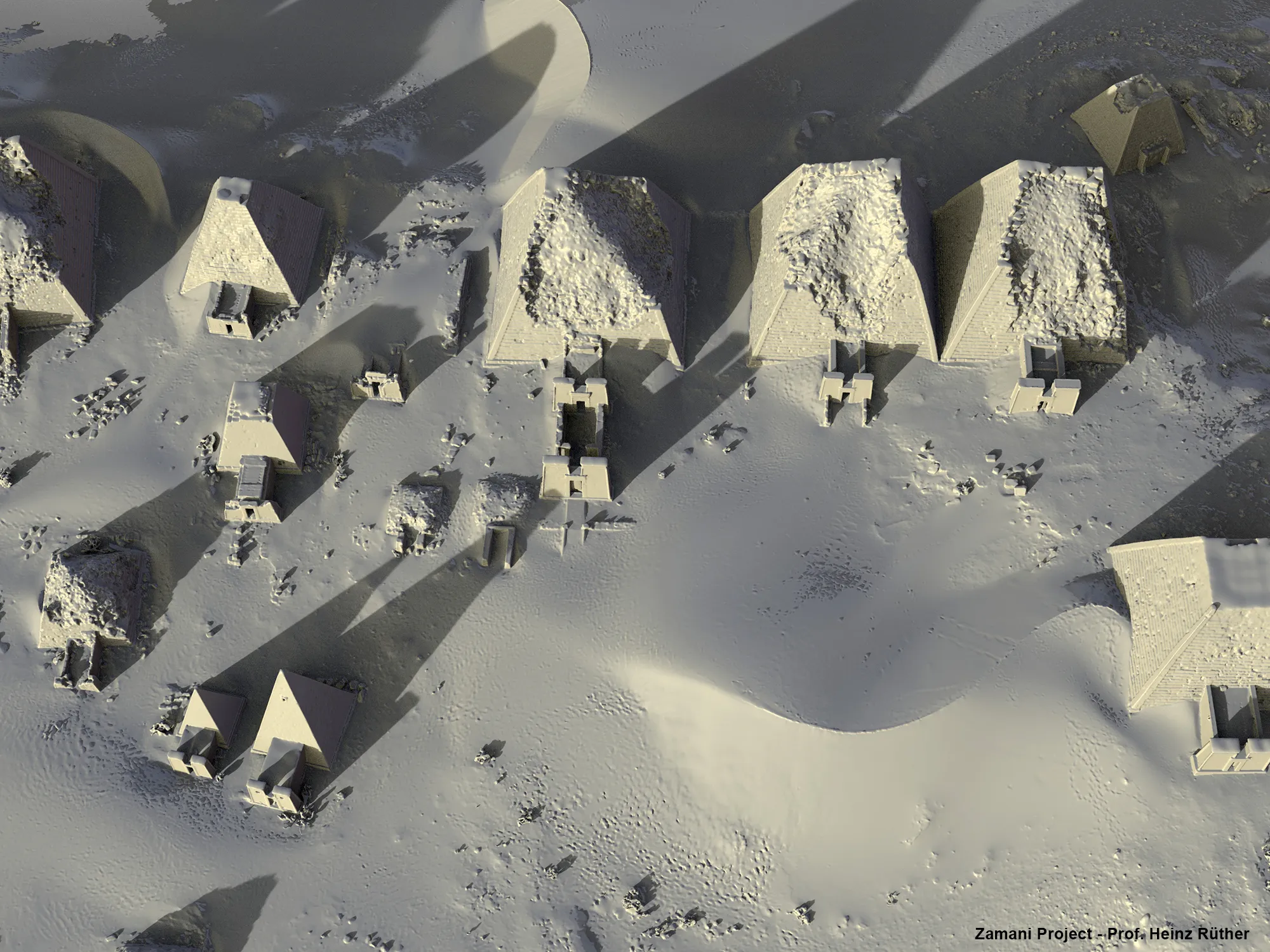Meroe (Sudan) - Blick ins virtuelle 3D-Gesamtmodell des Pyramidenfeldes
