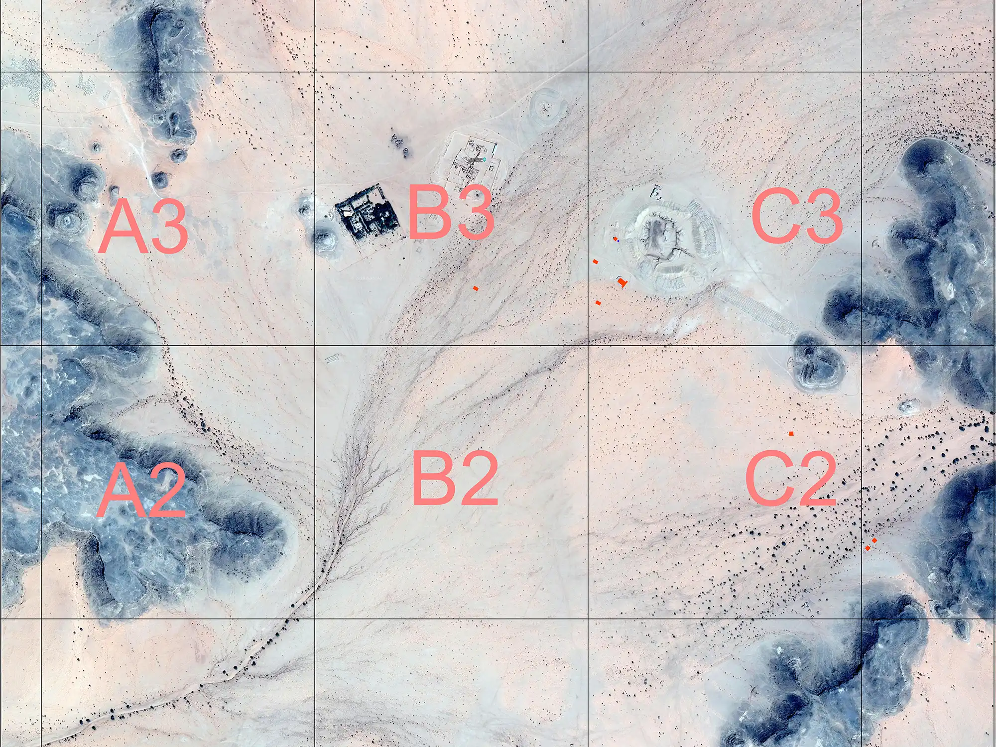 Musawwarat (Sudan) - Vorplanung der Befliegung des 18 km² großen Geländes zur DGM-Berechnung