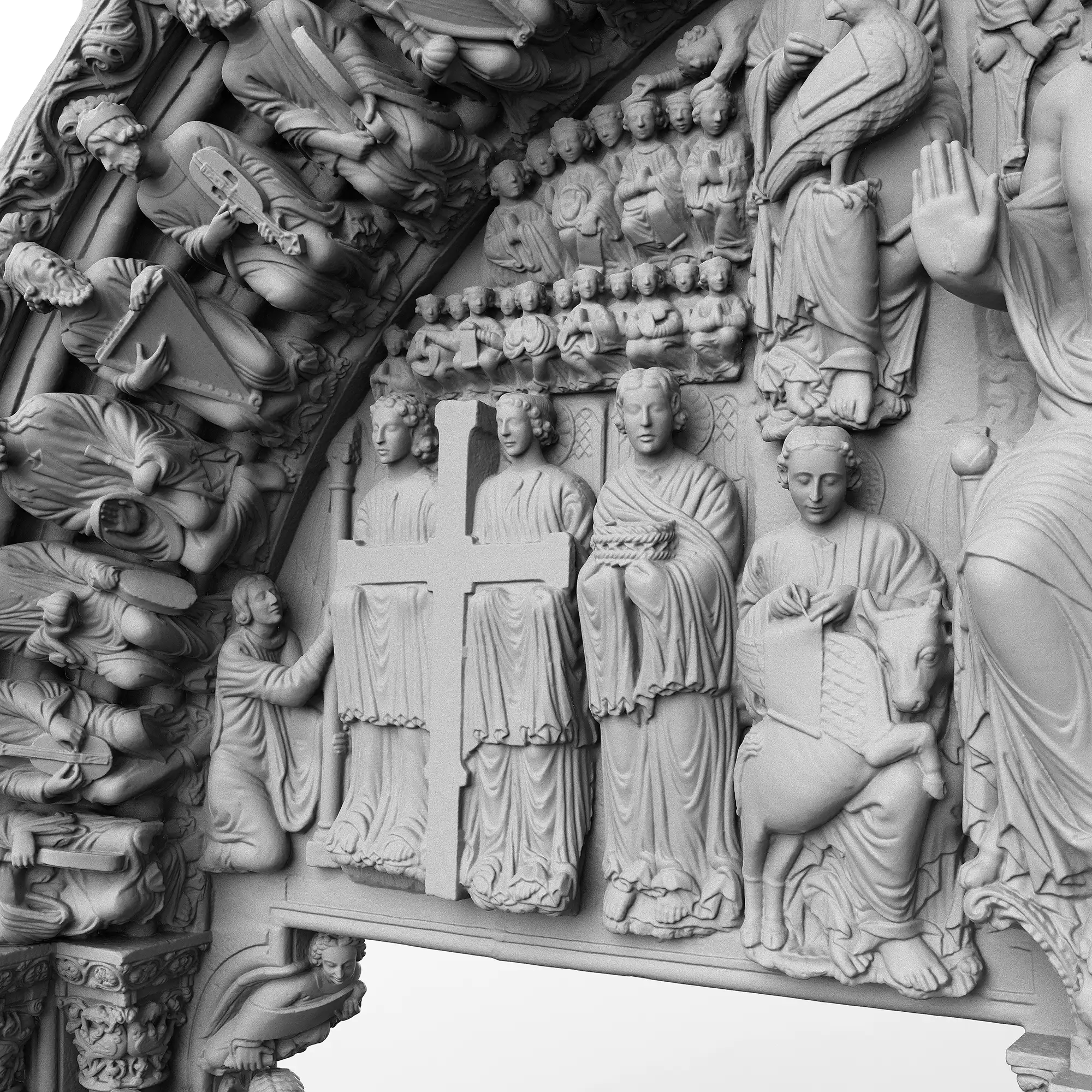 Portico de la Gloria (Spanien) - Blick in das 3D-Modell vom Tympanon