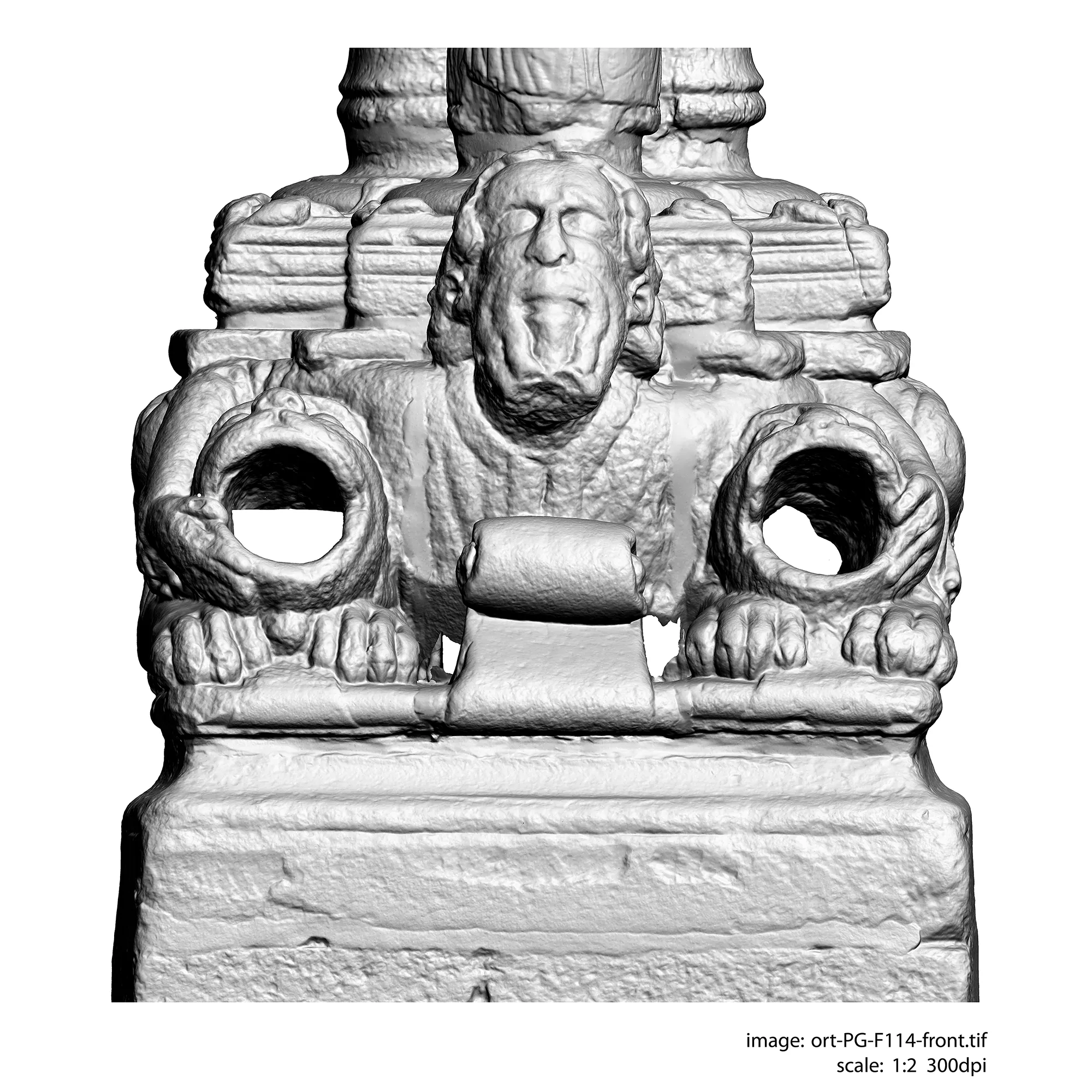 Portico de la Gloria (Spanien) - Messbild vom Sockel der Jakobus-Säule